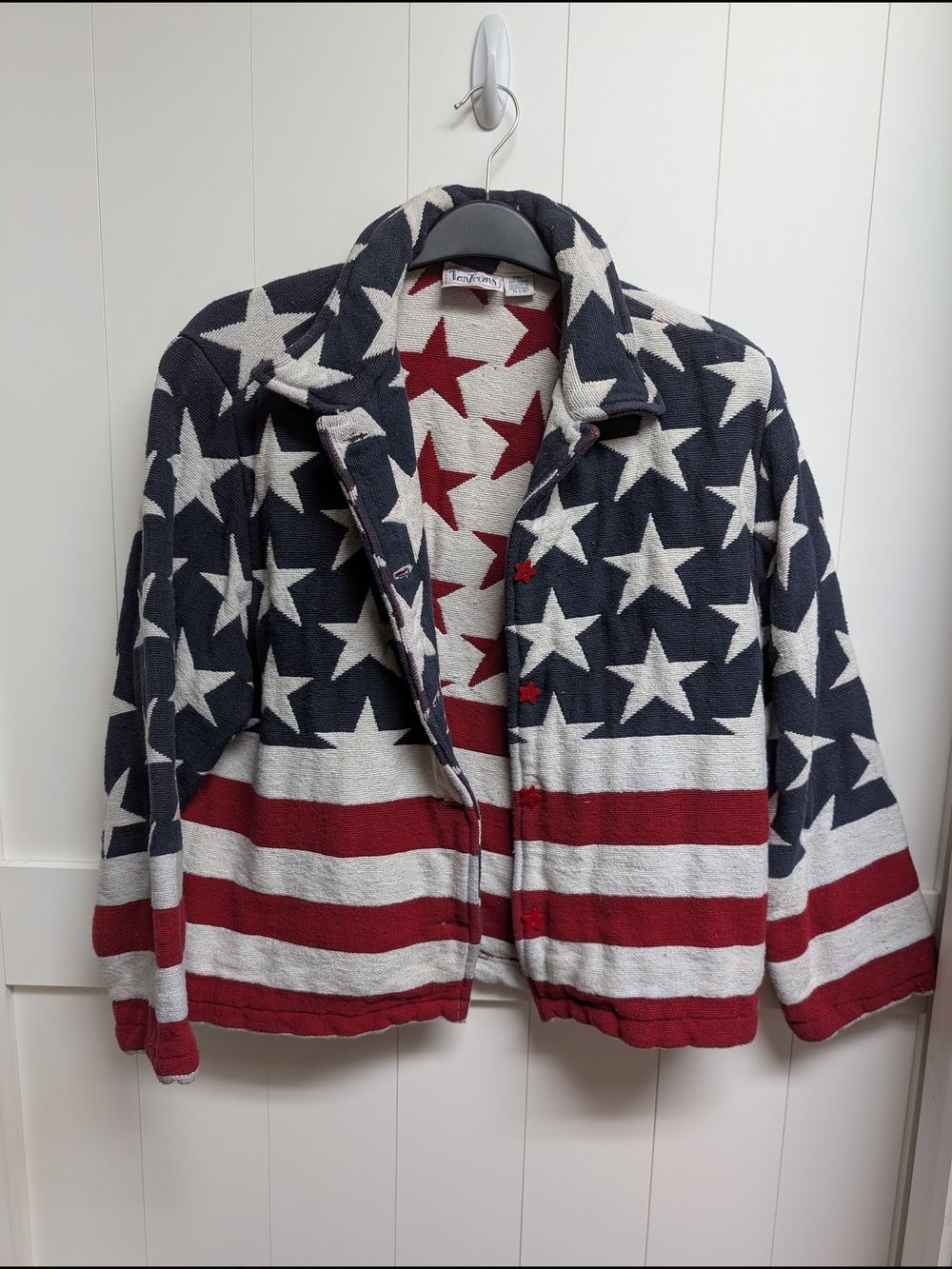 Vintage TanTrums Stars & Stripes American Flag Cotton Knit Jacket, PXL